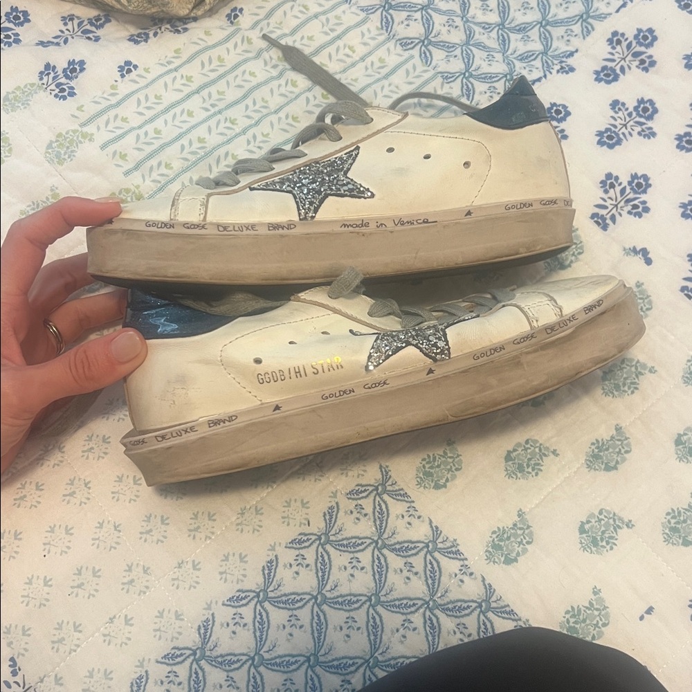 Golden Goose White Leather Sneakers with Silver Star - Picture 8 of 10